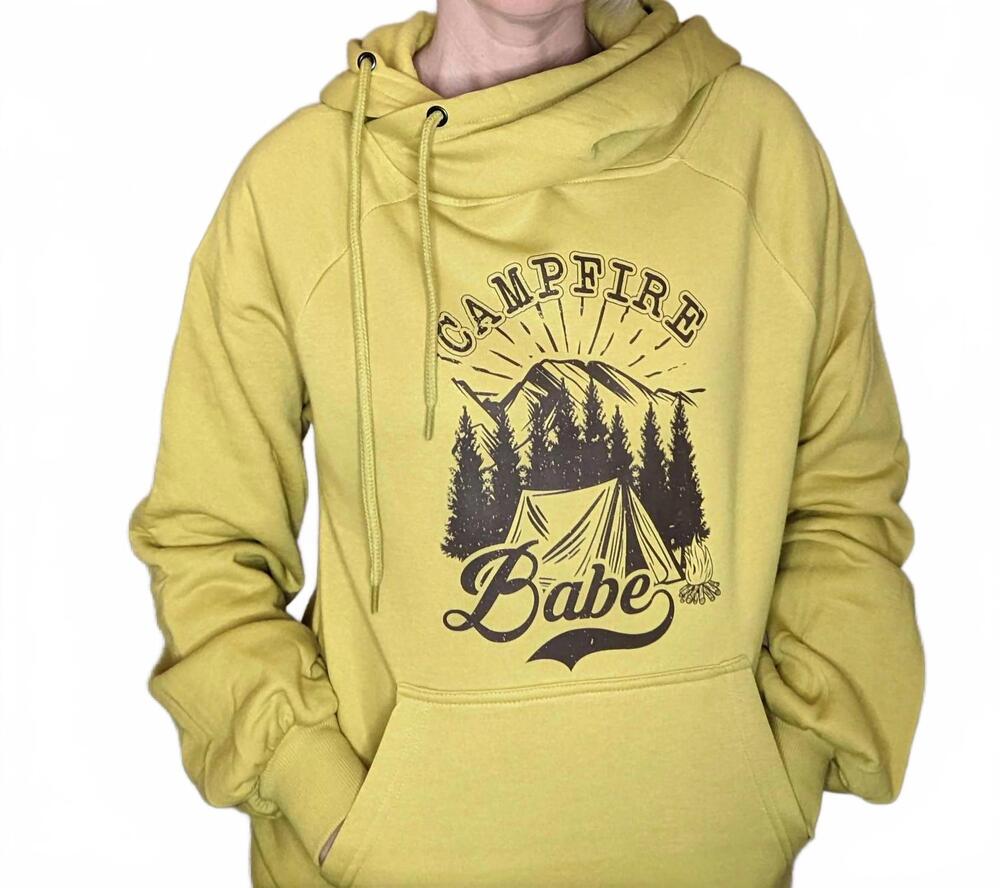NEW ZENANA campfire babe criss cross hoodie in wasabi